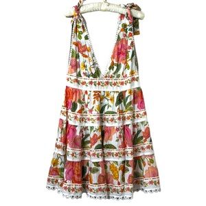 Farm Rio Macaw Bloom Off-White Mini Dress Size Large
